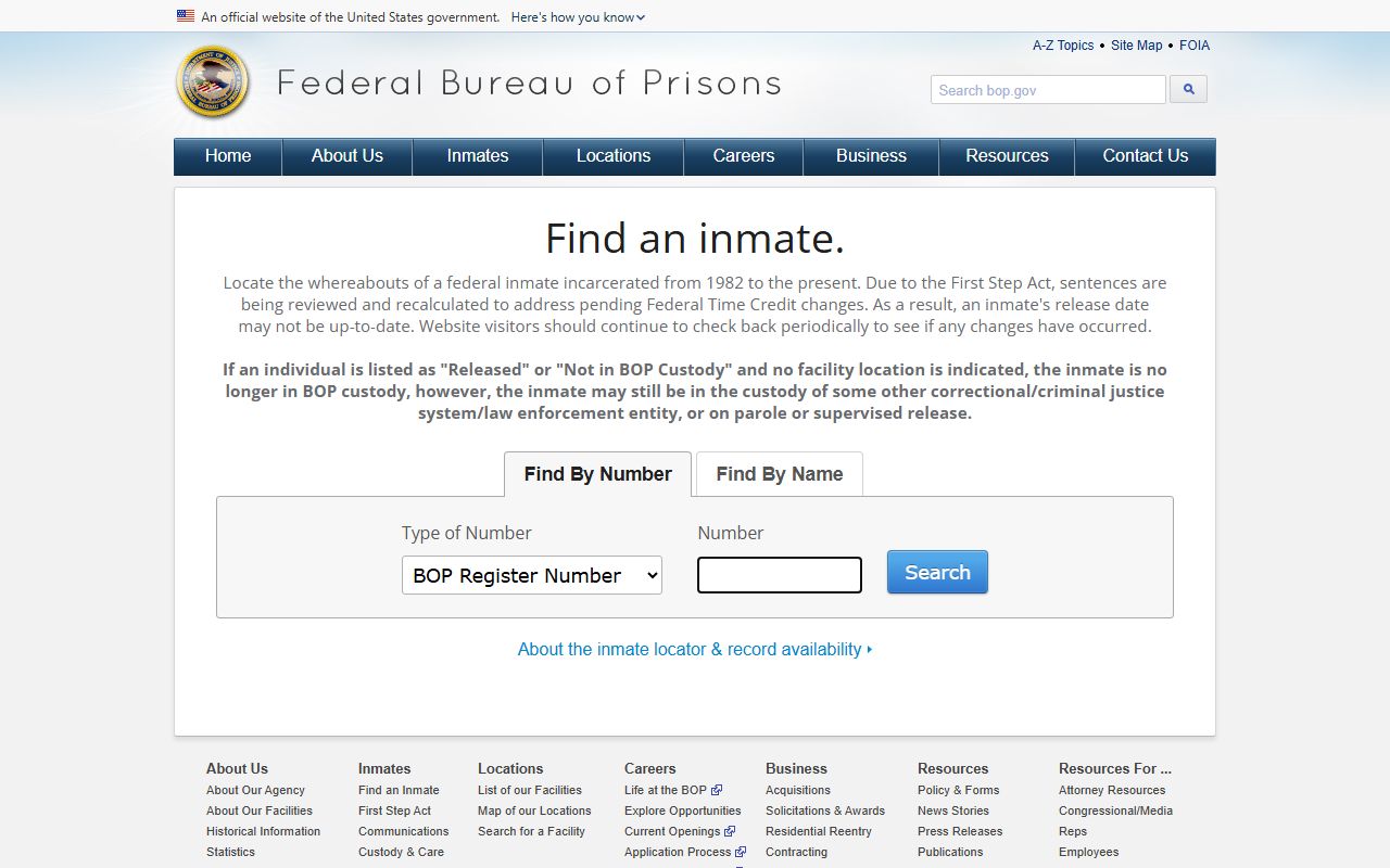 McClain County federal inmate fallback search through BOP locator